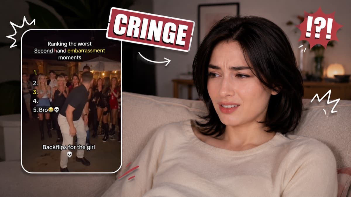 Un creator si ritrae davanti a una clip che provoca imbarazzo riflesso durante una sfida Try Not to Cringe