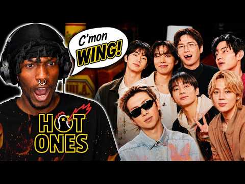 Video thumbnail: 7 HOT MEN vs. 80 HOT WINGS! | 'BTS' Hot Ones REACTION